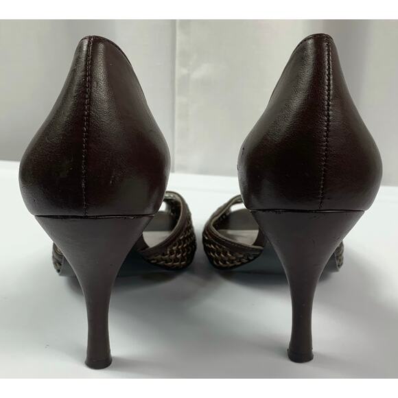 50% OFF Gianni Bini Heels Weaved Brown Bronze Peep Toe 7.5M - Picture 4 of 10